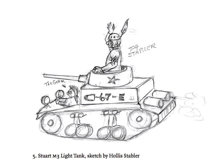 Sketch of Stuart M3 Light Tank by Hollis Stabler Sketch of Stuart M3 Light Tank by Hollis Stabler